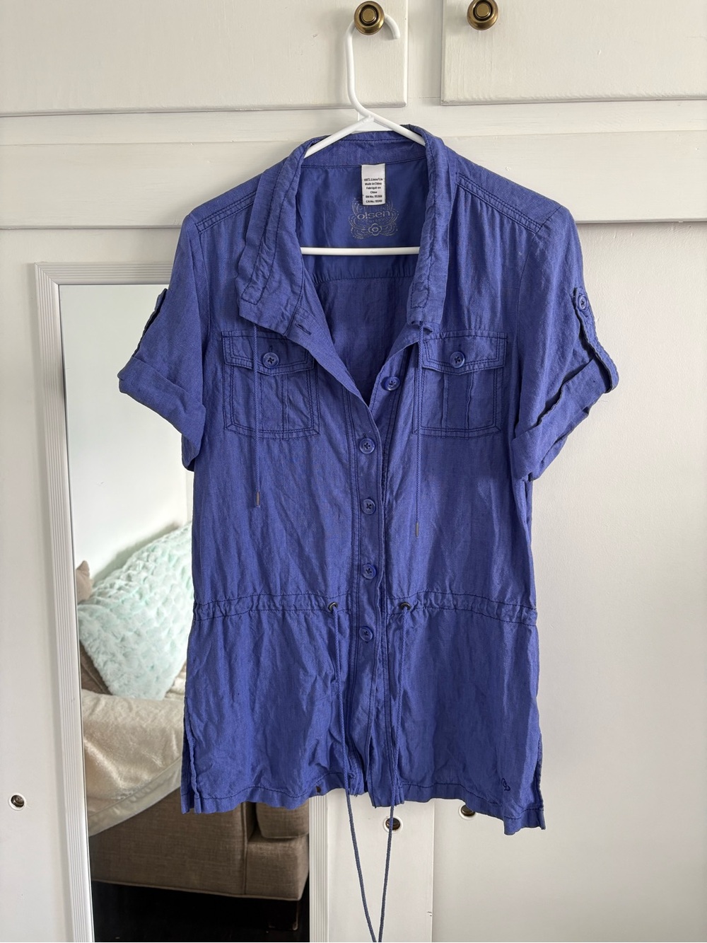 Olsen Europe Linen Button Down Short Sleeve